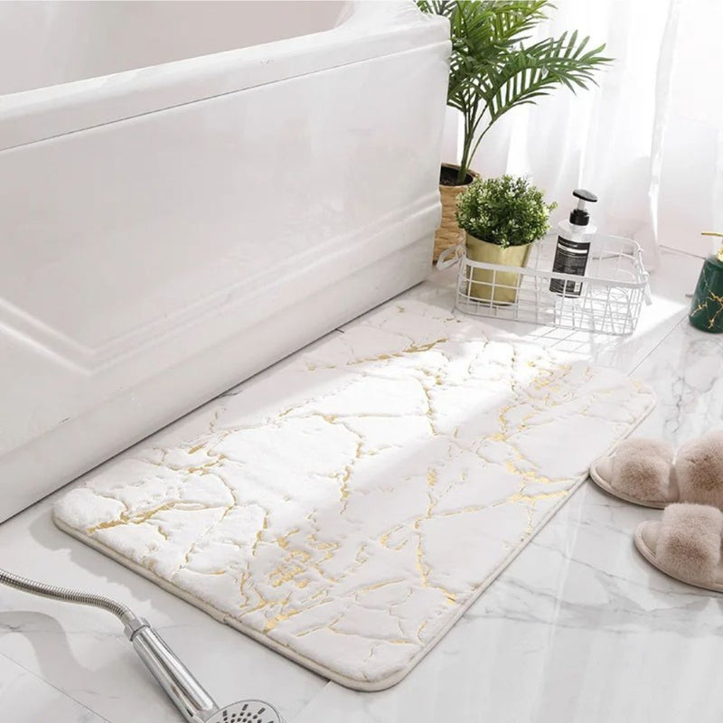 Tapete Antiderrapante Estilo Marmorizado para Banheiro - Swan Bathroom